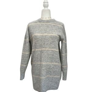 Aritzia Wilfred Free Cipriana Alpaca Wool Blend Grey Striped Oversized Sweater